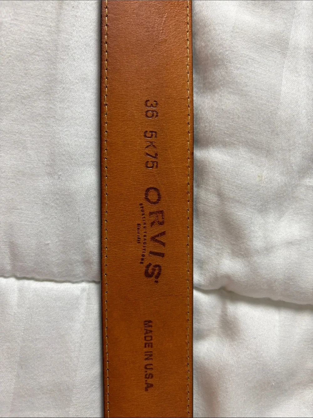 Orvis Two-Tone Brown Leather Belt with Brushed Metal Buckle